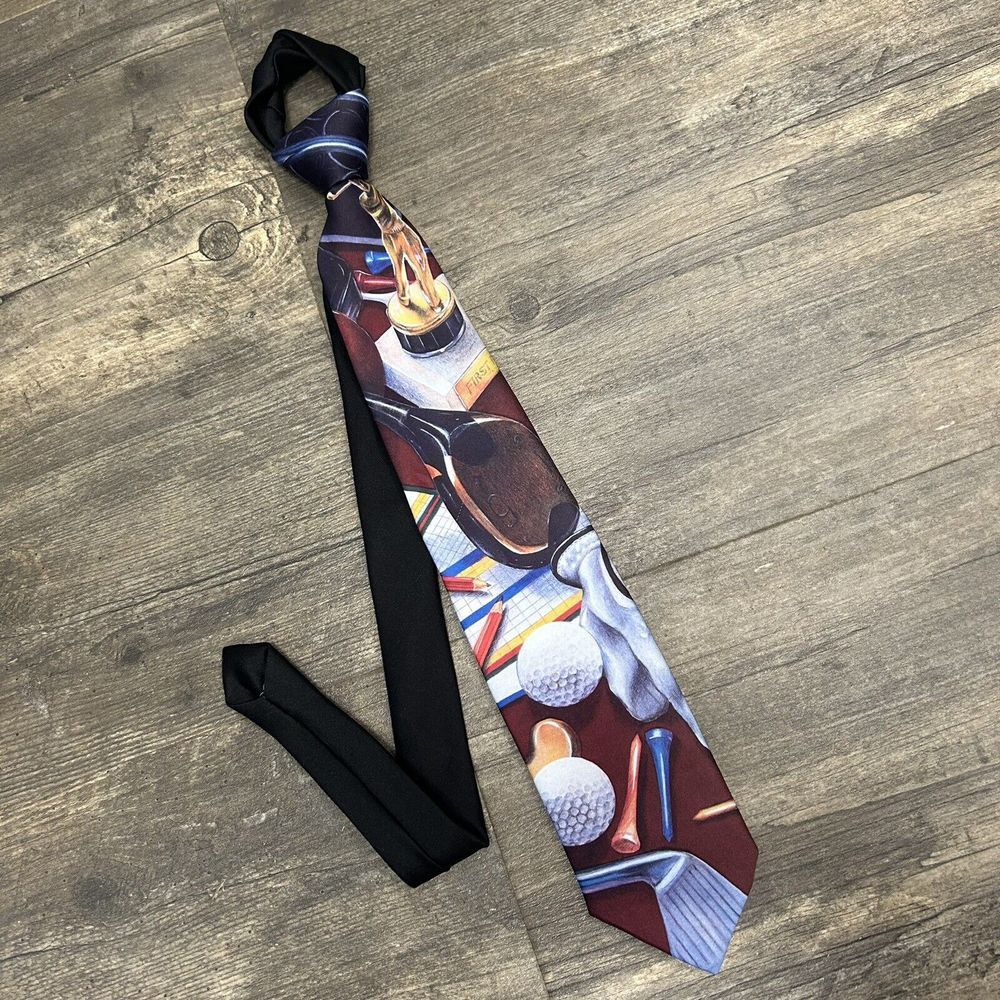 Vintage RALPH MARLIN Men's 100% Polyester Golf‎ Necktie Tie Made In USA